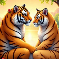 WHEN TIGER HEART MEET LOVE 🩷🤍🌷 (Anthropomorphic fiction)