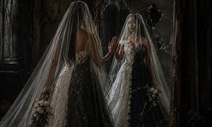 WEDDED IN A BLACK GOWN.