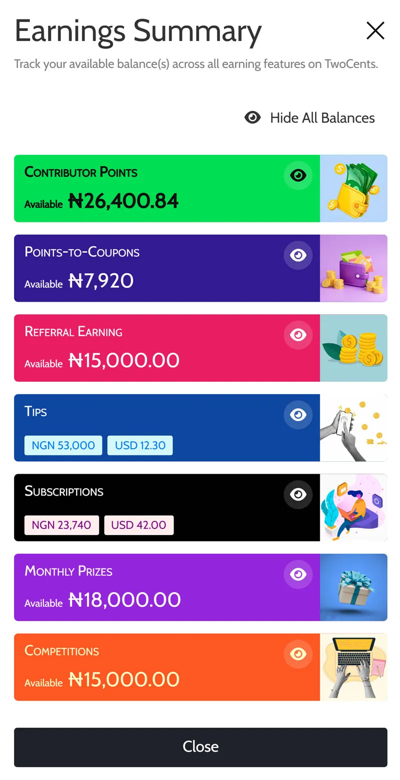 earn on TwoCents