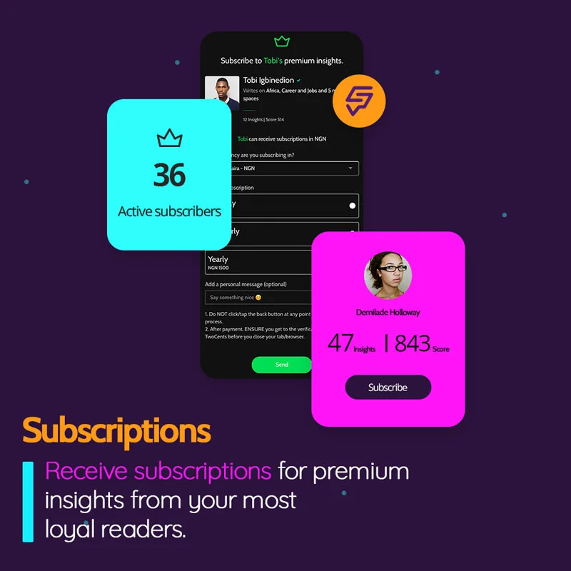 subscriptions on TwoCents